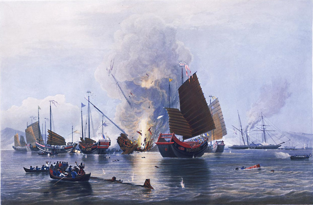 The iron steam ship Nemesis in Anson's Bay on 7 January 1841, from an 1843 print (via WikiCommons)