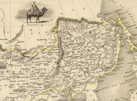 Detail of 1851 John Tallis map Thibet, Mongolia, and Mandchouria via Wikipedia
