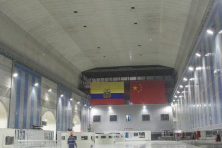Ecuadorian and Chinese flags inside the Coca Coda hydroelectric power plant (Wikimedia Commons