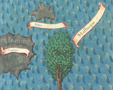 Detail of “Figure of the Five Islands Where Grow the Cloves, and of Their Tree”, Antonio Pigafetta (via Princeton Library)